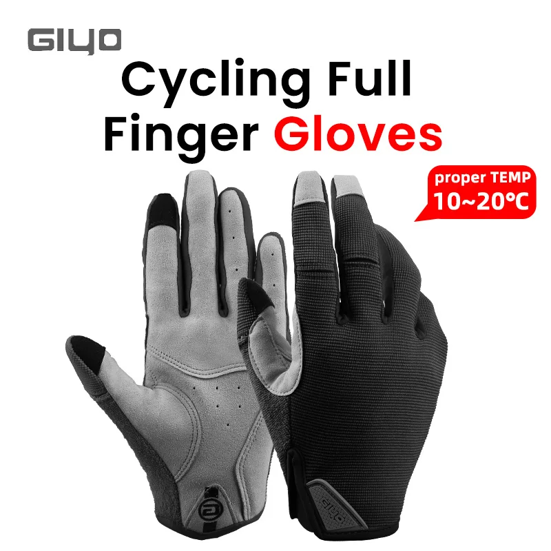 Giyo Wind Breaking Cycling Full Finger Gloves Touch Screen Anti-slip Bicycle Lycra Fabric Mittens Bicicleta Road Bike Long Glove