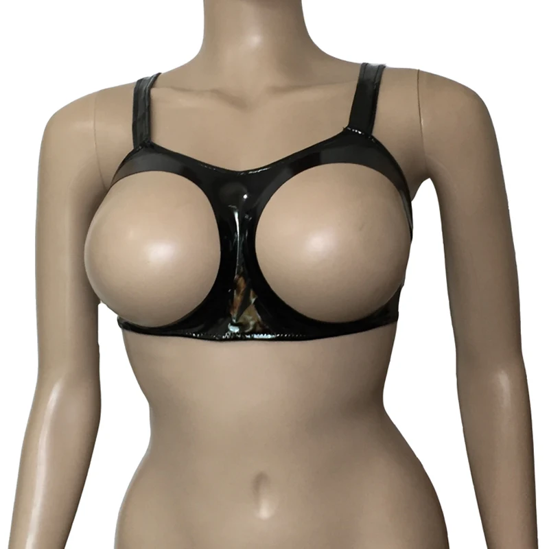 Sexy Women Patent Leather Cupless Bra Body Harness Caged Open Breast Tank Bralette Crop Top Fetish Lingerie