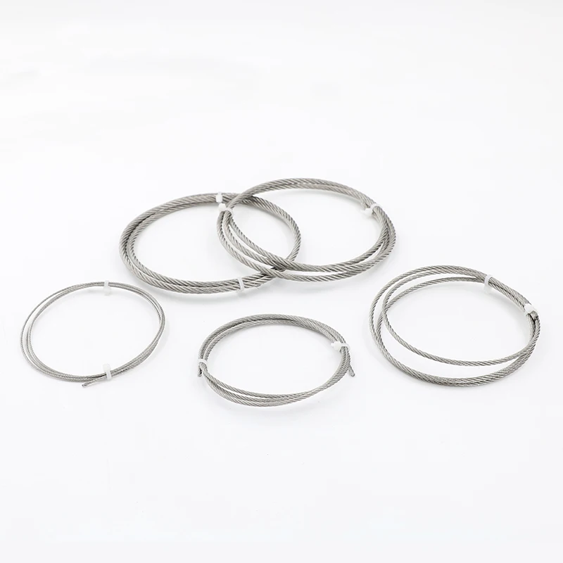 Corda de fio de aço inoxidável, 304 m/10m, levantamento de pesca macio, cabo de 1/8 pol. 7x19 varal de roupas, diâmetro 3mm/4mm