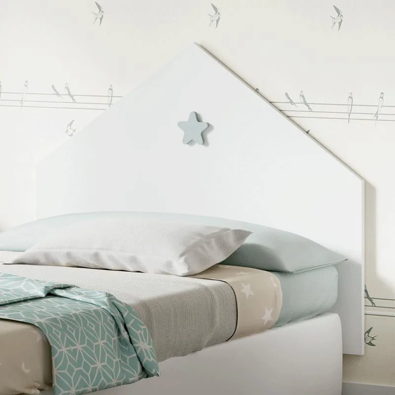 Head Bed Shine White Color Star Grey Headboard Children's Bedroom Youth 100x80