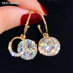 Silver Needle Dangle Drop Earrings for Women Jewelry 18K Gold Plated Bling Star Rhinestone Tassel Female Earrings