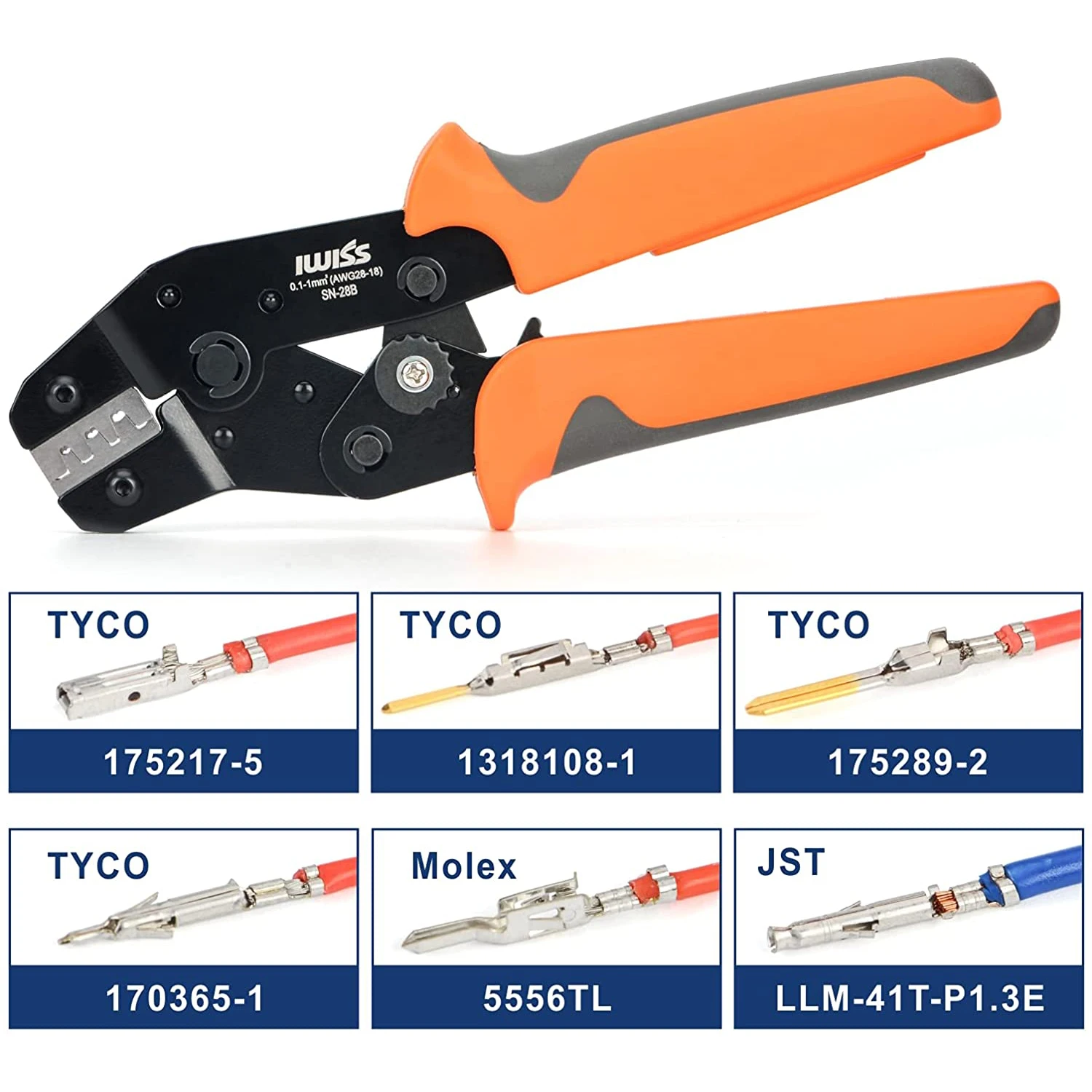 IWISS SN-28B Micro Terminals Crimping Plier For AWG28-18 Dupont Pins 1550PCS 2.54mm Pitch Wire-to-Wire Dupont Connector Kit