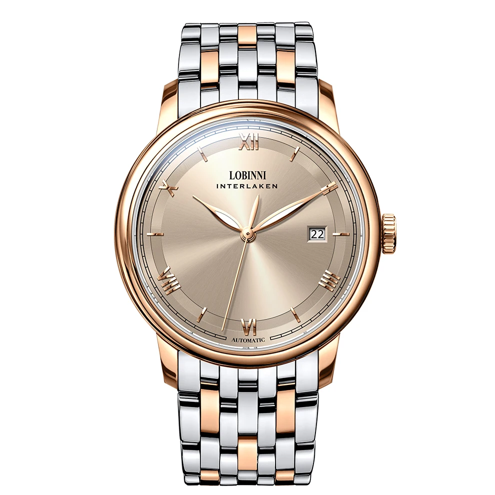 LOBINNI 316L Stainless Steel Automatic Mechanical Watches Men Ultra Thin White Dial Luxury Seagull Movement Waterproof Watches