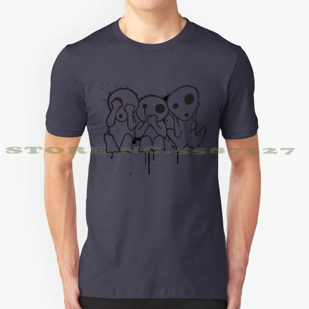 Kodama ( Tree Spirits ) 100% Cotton T-Shirt Kodama See No Evil Speak No Evil Hear No Evil My Neighbore Totoro Studio Animation