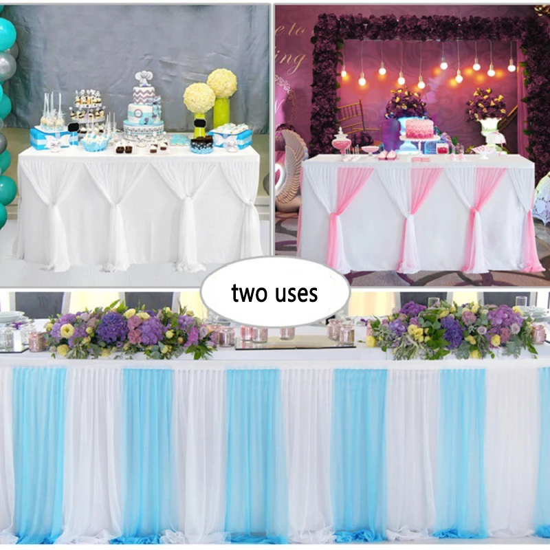 Crossing Panel Design Table Skirts Round Rectangle Table Baby Shower Birthday Party Wedding Decor Table Skirting Tablecloth