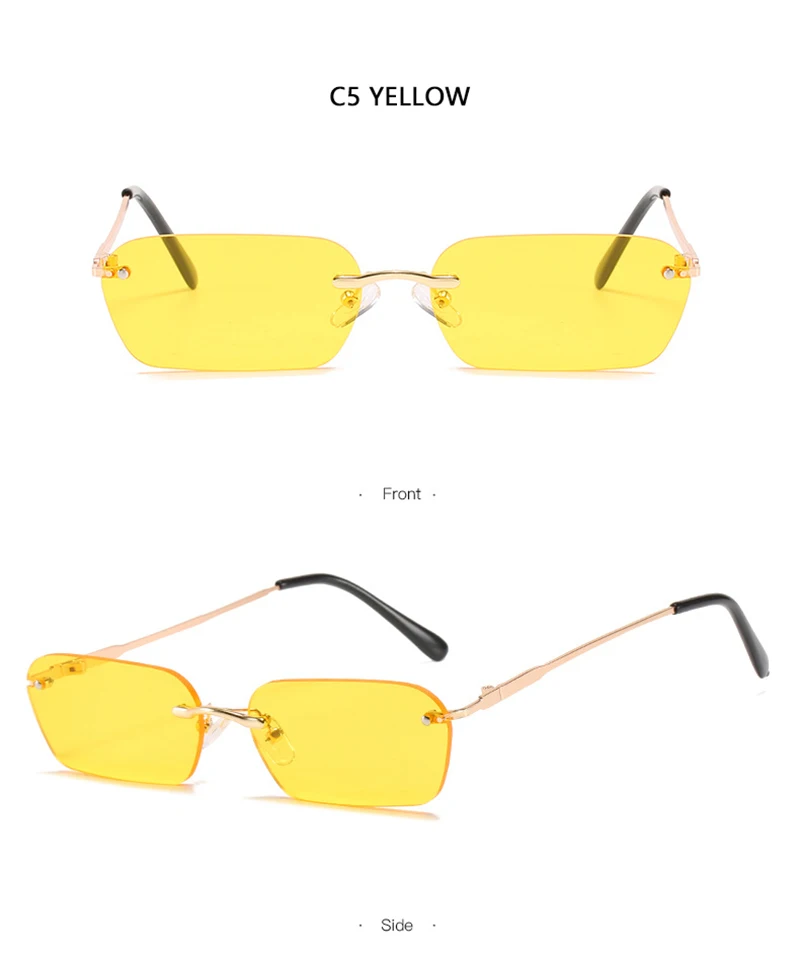 Mode Randlose Sonnenbrille Männer Frauen Klassische Leichte Sonnenbrille Für Männliche Luxus Rechteck Rahmenlose Brillen UV400 – Detail 13