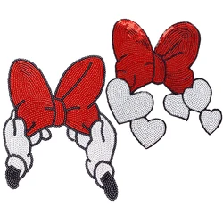 Bowknot BadgeS Heart embroidery patch Hand Sequins patch Clothing Accessories Wholesale Patches Badges on backpack