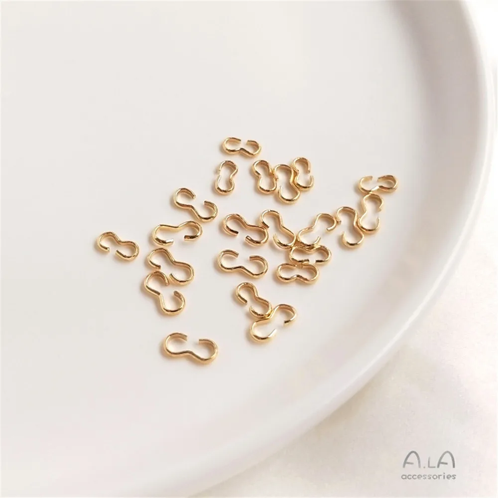 14K plated gold Open 8 button 3 button DIY handmade jewelry earrings bracelet necklace connecting accessories