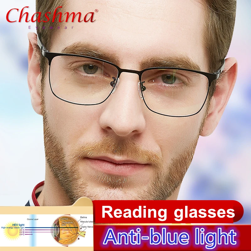 Anti-blue light Reading Glasses for Men Hyperopia Presbyopia with diopters Presbyopia Glasses