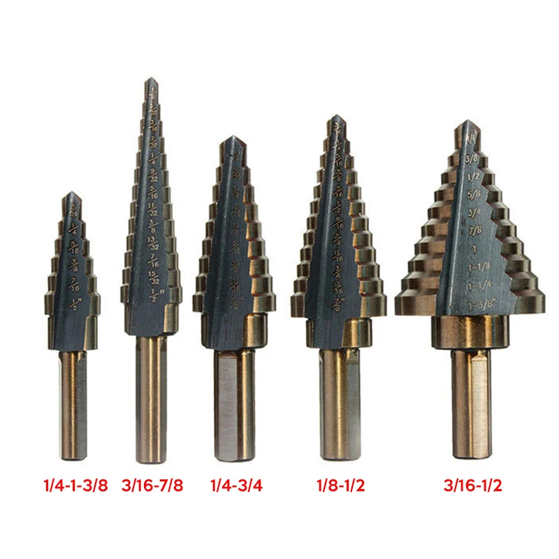 5Pcs Step Drill Bit Set Hss Cobalt Meerdere Gat 50 Maten Cobalt Titanium Conische Carbide Boor Perforator Hole Cutter tool