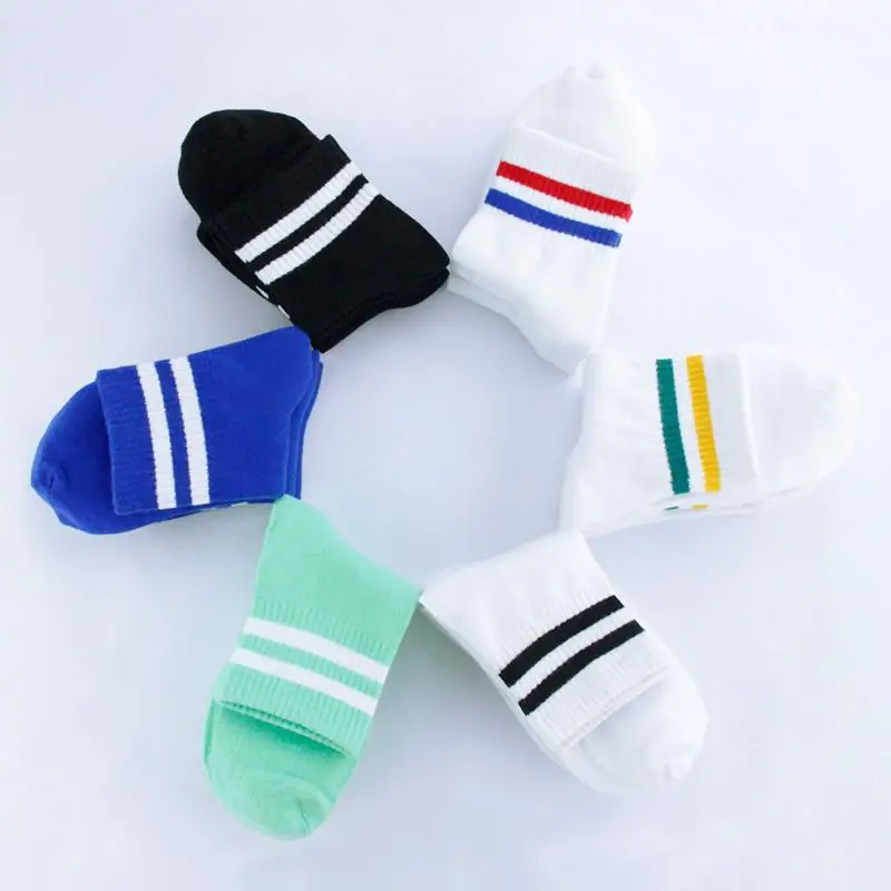 10 Pieces=5 Pairs /Lot Winter Cotton Women Socks Black White Stripes Tube Ankle Streetwear Sports Socks Harajuku Meias TJ211