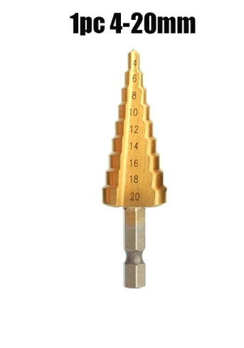 1PCS 3-13 4-12/20/22mm Titanium Coated Pagoda Shape Step Drill Bit Triangle Shank Hole Drill Cone Drill Bit Step Drill
