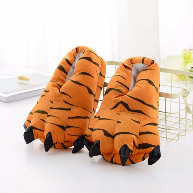 Zapatillas de pie de monstruo de dibujos animados de animales para niños, dinosaurio, Garra de Tigre, guantes coloridos de felpa, zapato divertido para niños y adultos, niño y niña, Invierno