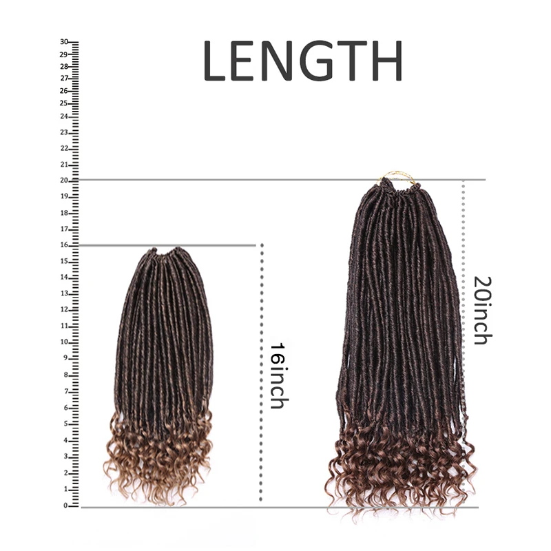 Godin Faux Locs Gehaakte Haar Met End Krullend 20Inch 24 Wortels Synthetische Zachte Dreads Vlechten Hair Extensions Voor Vrouwen dreadlocks