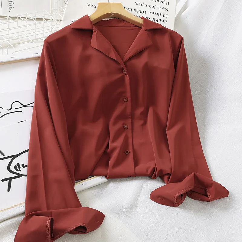 New Spring Autumn Women White Shirt Tops Solid Casual Chiffon Blouse Female Long Sleeve Shirts All Match OL Office Blusa AB1733