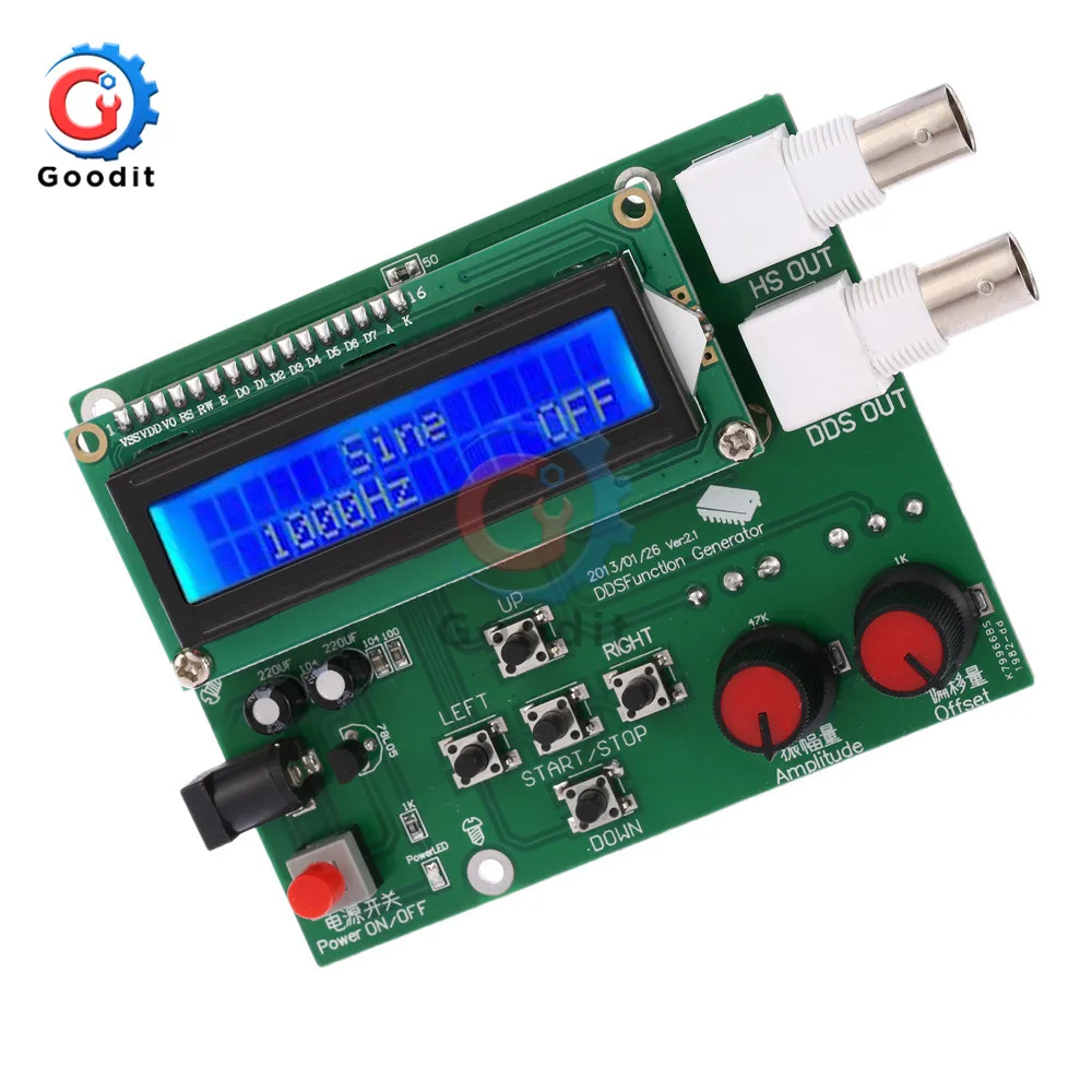 DDS Function Signal Generator Module Sawtooth Triangle Wave Sine Square Sawtooth Wave Kit 1Hz-65534Hz DC 7V-9V LCD Display