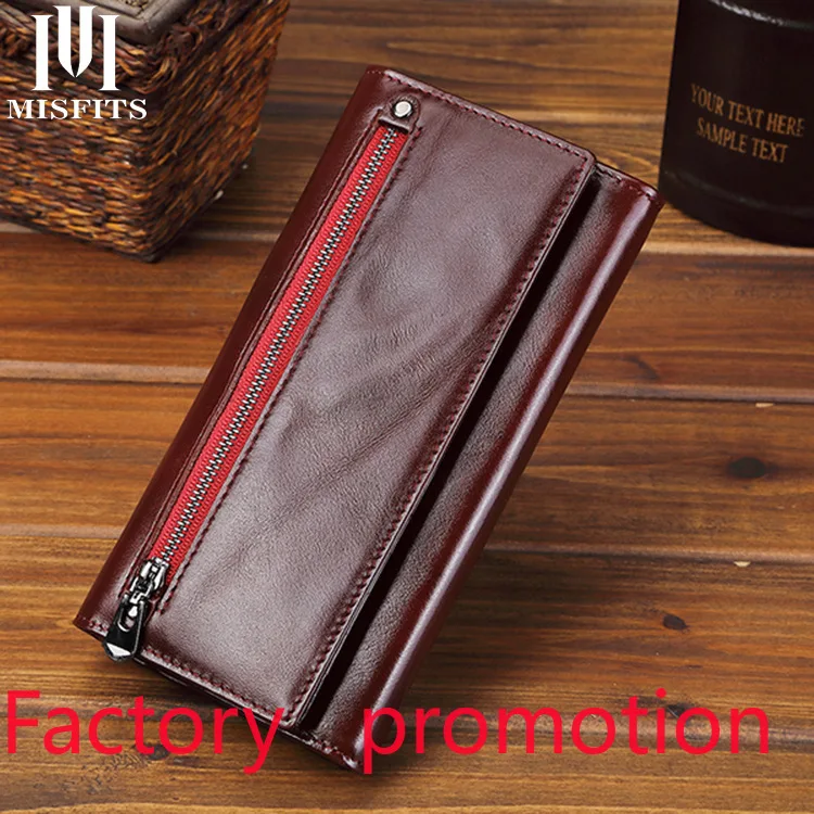 Manufacturers Supply Custom Retro Leather Women's Wallet Korean-Style RFID Long Large Capacity Phone Bag Clutch Bag