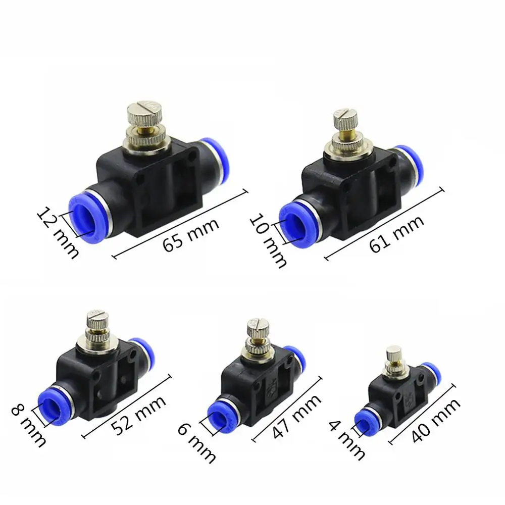 5Pcs LSA Pneumatics Fittings Air Throttle Valve Speed Control Quick Hose Tube Water Fittings Connector Pneumatic Fittings 4-12Mm