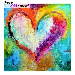 Ever Moment Diamond Painting Colorful Heart Full Square Round Drill Picture Of Rhinestone Embroidery Decoration Home ASF1744