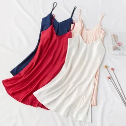 Bata de dormir sedosa con tirantes para mujer, ropa de dormir Sexy con cuello en V, camisón para el hogar, bata de baño, M-XXL