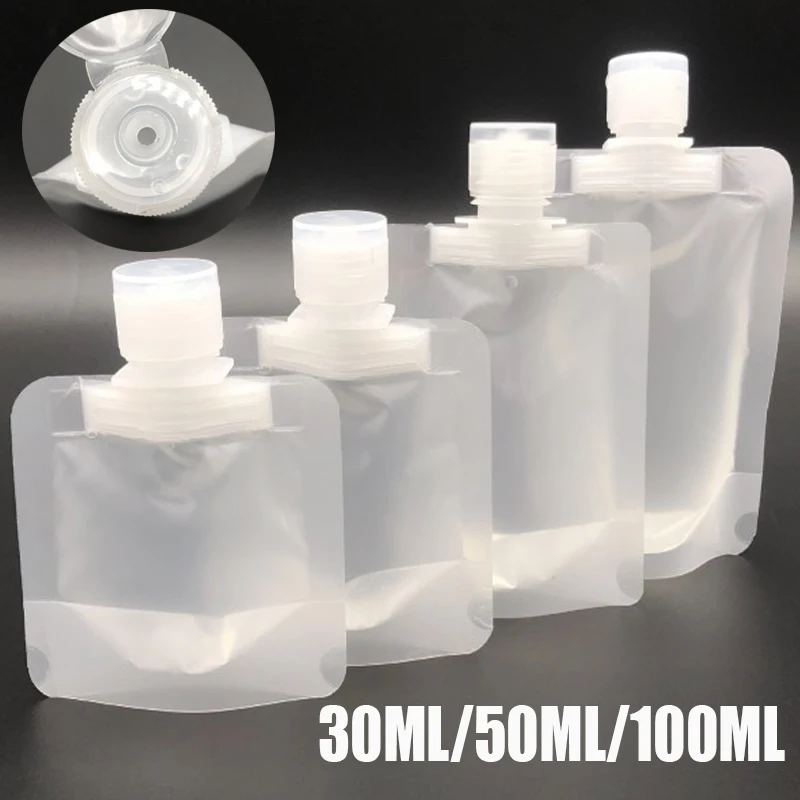 

1PCS Convenient Travel Lotion Dispensing Bag Cosmetic Packaging Bag Matte White Square Divided Into Nozzle Bags 30ml/50ml/100ml