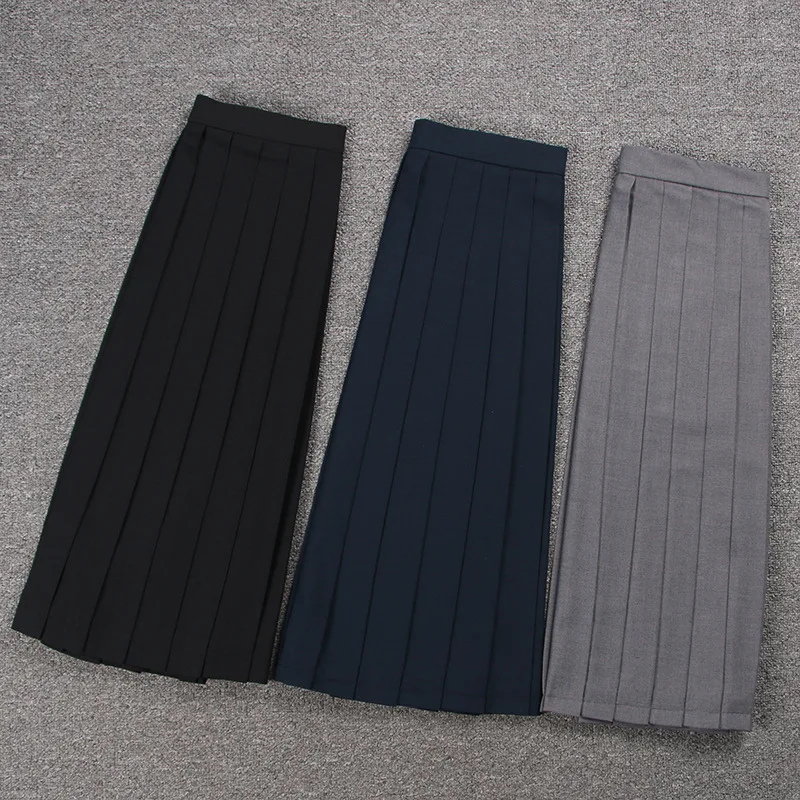 School Dresses Sailor Suit Plain Pleated Skirt  Jk Uniforms Cosplay College Middle School Costume Black Blue Gray Short Skirt