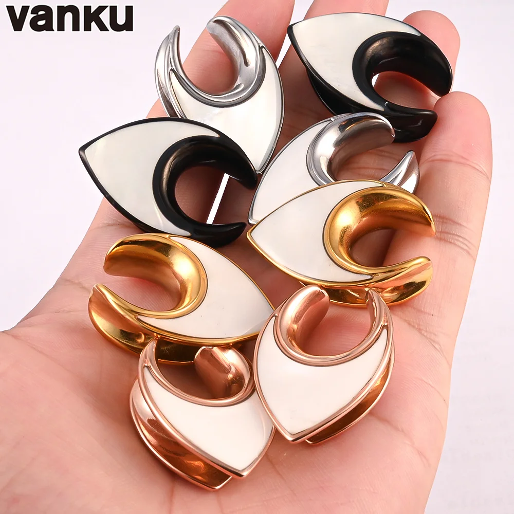 Vanku 2PCS Water Drop Saddles Weights Shell Ear Piercing Tunnels Expanders Body Jewelry Earring Plugs Gauges Stretchers