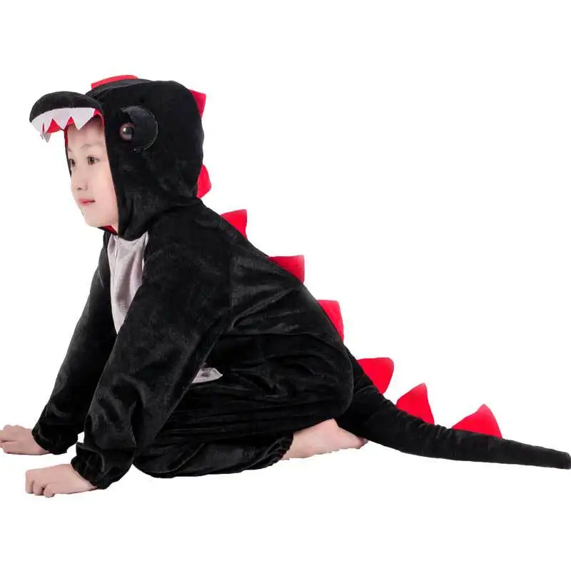 Schattige kinderen dier dinosaurus Kigurumi kostuum cosplay jongens kind groen zwart kleuterschool schoolfeest spel rollenspel pak Umorden