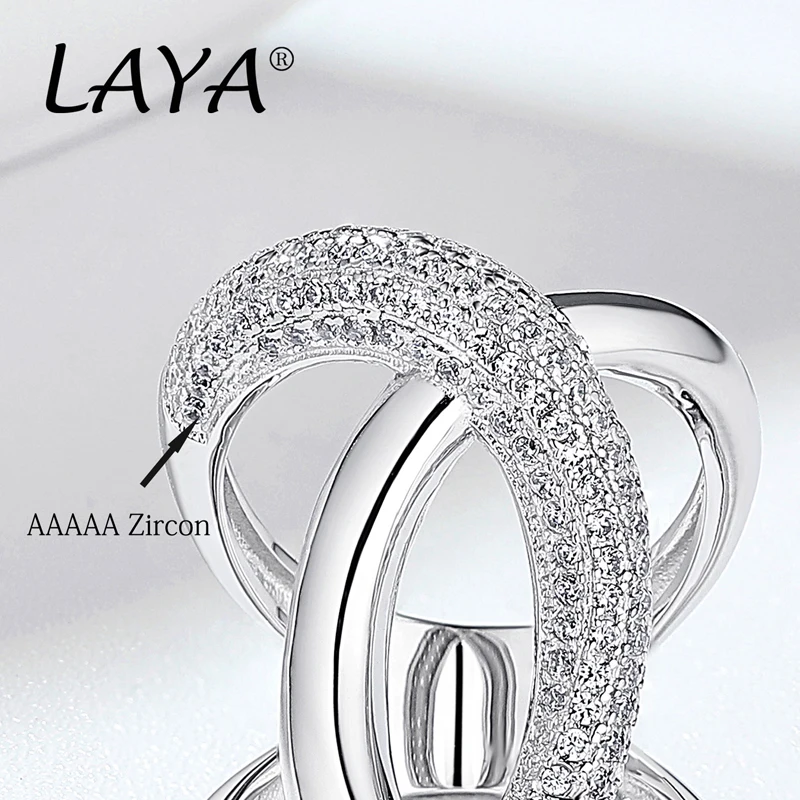 LAYA 925 Sterling Silver Fashion Luxury Irregular High Quality Zirconium Cross Ring Gift For Men Party Personality Jewelry