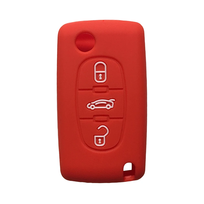 Key Cover for Citrien C3 C4 Picasso 3 Button Silicone Key Case for Peugeot 206 407 207 307 308 5008 Berlingo Car Key Holder Cap