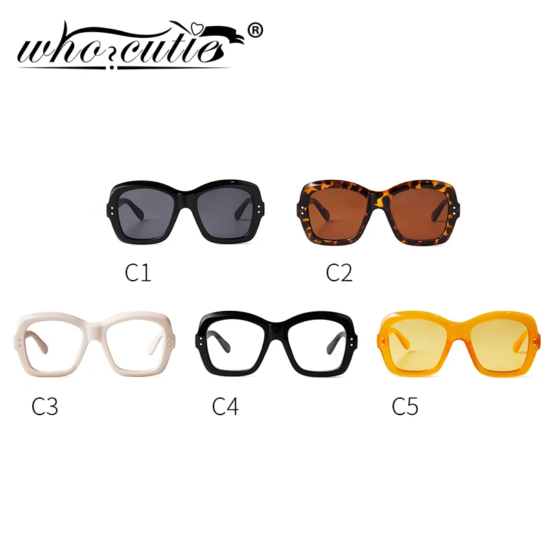 WHO CUTIE 2024 Vintage Oversized Fashion Sunglasses Women Retro Brand Design Black Unique Frame Leopard Chic Sun Glasses S240 image 6