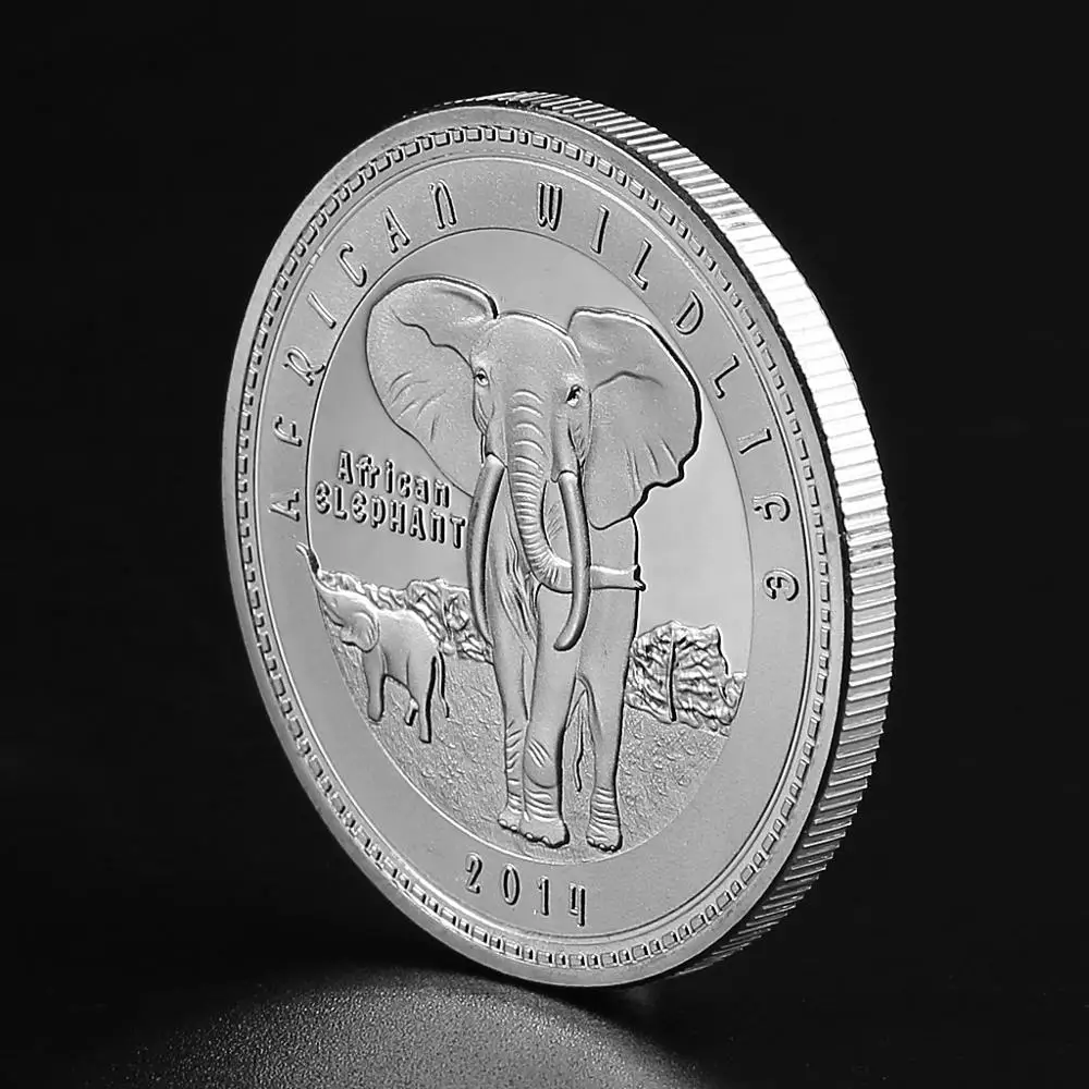 Wild Protected Animals African Elephant 2014 Zambia 1000 KWACHA Silver Plated  Coin Commemorative Coins For Collection Gift