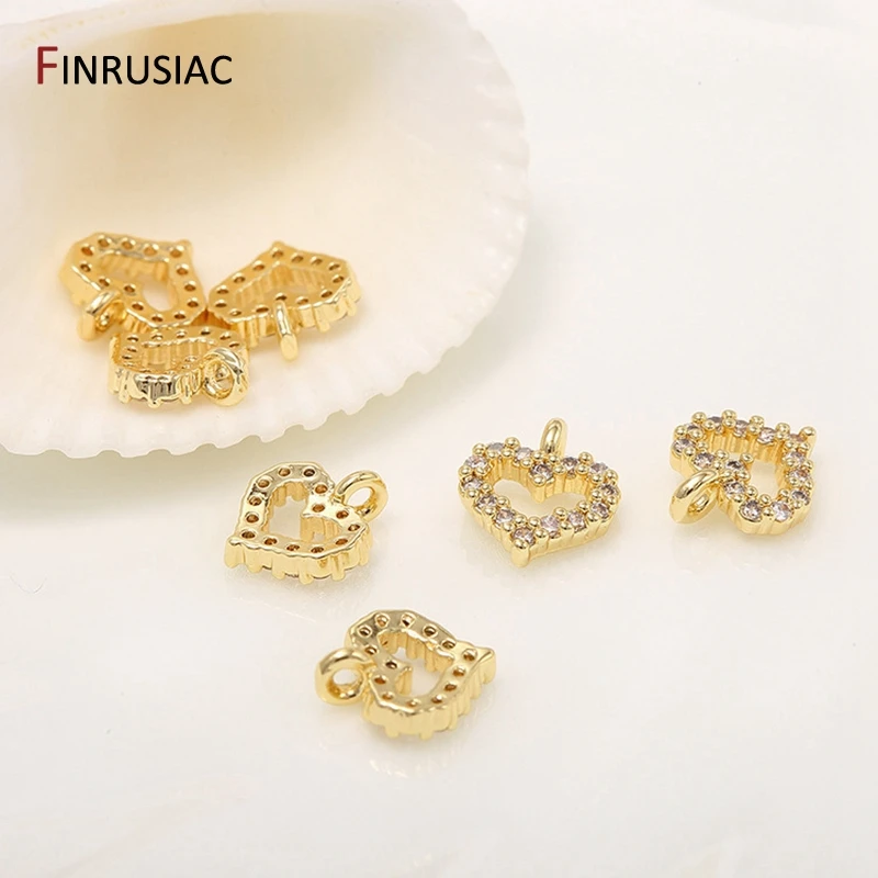DIY Bracelet Necklace Extension Chain Charms Gold Plated Brass Zircon Small Heart Charm Pendant For Tail Extender Chain Fittings - Image 4