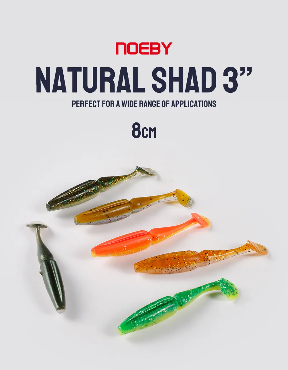 NOEBY Weichköder 8cm 3,5g T-Schwanz Texas Rig Wurmköder Silikon Kunstköder Wobbler Jigkopf Schwimmköder für Barsch und Shiner Angelköder – Detail 1