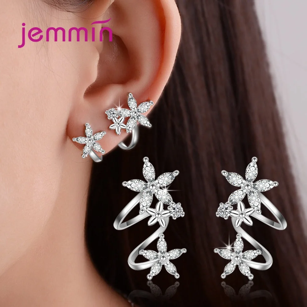 925 Silver  CZ Zircon Butterfly Star Flower Clip Earring for Women Pendientes Gift Statement Punk Hot Sale Jewellery