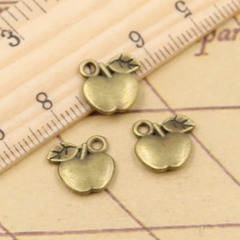 30pcs Charms Apple 10x10mm Tibetan Bronze Silver Color Pendants Antique Jewelry Making DIY Handmade Craft