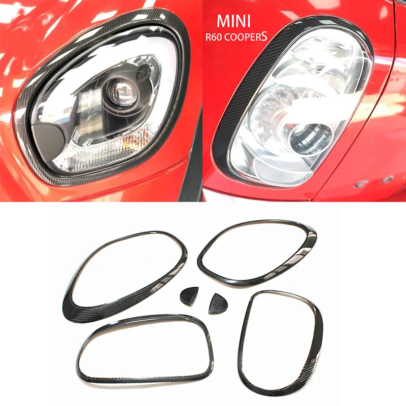 

For BMW Mini cooper s R60 modified carbon fiber front and rear lampshade Mini R60 carbon fiber lamp frame 2011-2014 a set