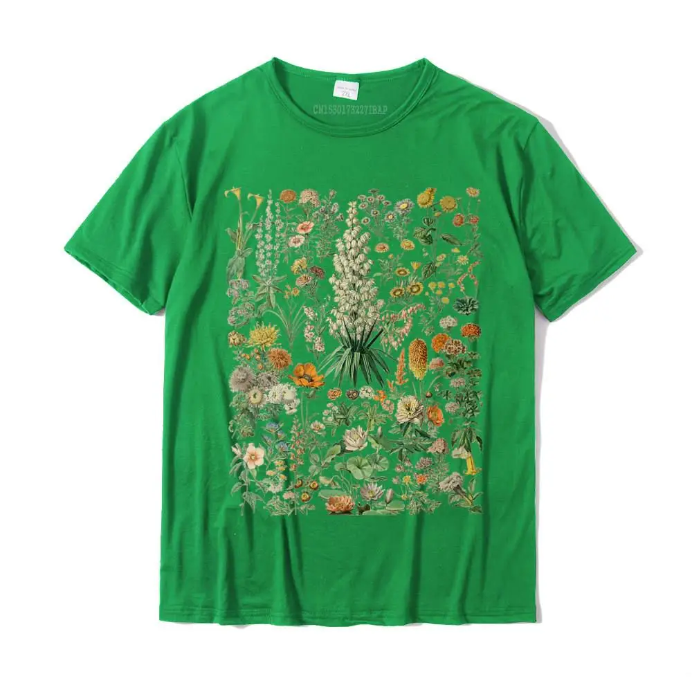 Womens Vintage Inspired Flower Botanical Chart Round Neck T-Shirt Cotton Fashionable Tees Wholesale Men Top T-shirts Print