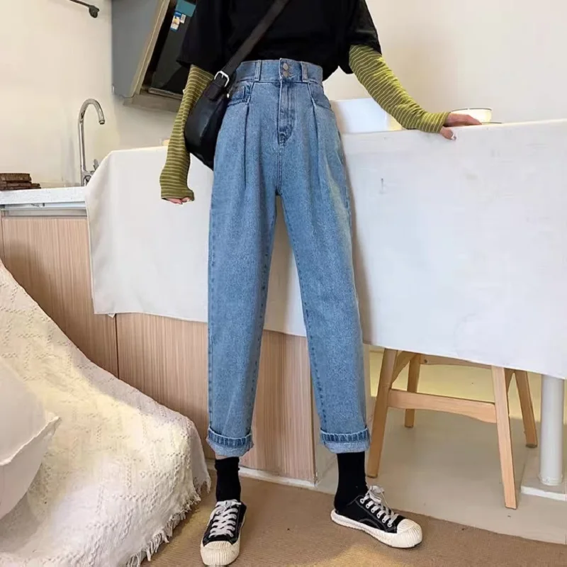 Women Jeans Vintage Female Wide Leg Trousers Womens Clothes Casual Loose 4XL BF High Waist Fashion Korean Style New Denim  Pants