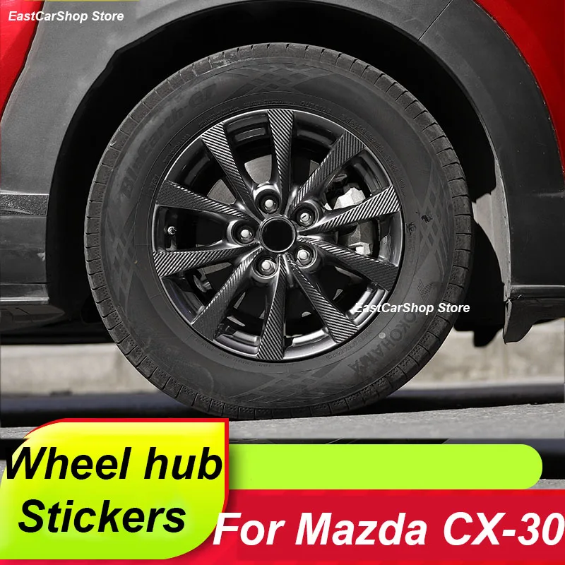 Car Wheel Hub Carbon Fiber Stickers for Mazda CX30 CX 30 CX-30 2022 2020 2021 2019 Car Styling External Decal Accessories