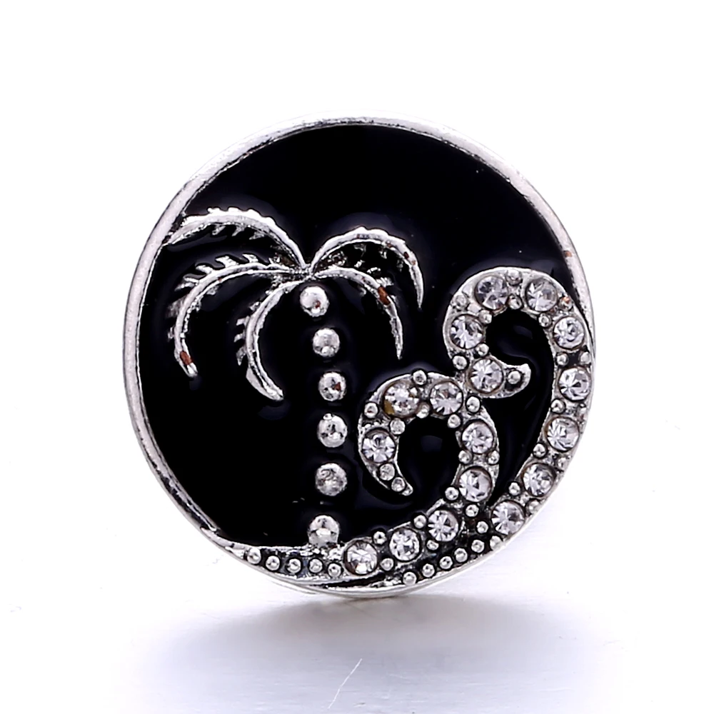 5pcs/lot Black Snap Jewelry Fashion Wholesale Rhinestone Flower 18mm Snap Buttons Jewelry Fit 18mm Leather Snap Button Bracelet