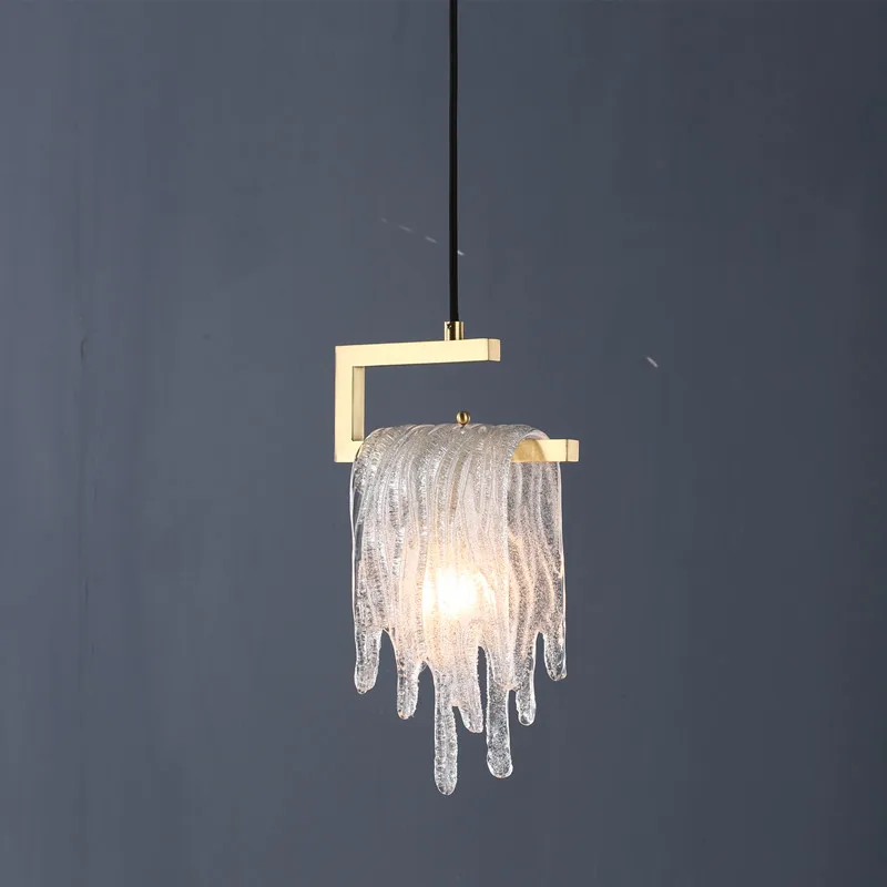 

Creative copper lamp bedside chandelier bedroom small light luxury modern minimalist long hanging wire net red single head night