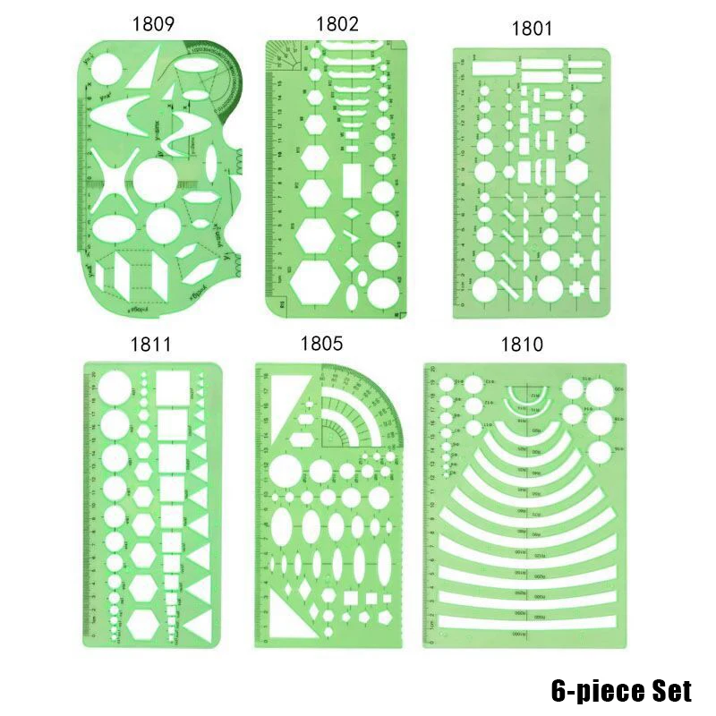 Lot de 3/4/6/9/11 Dessin géométrique Modèle Ruban Règle De Mesure En Plastique Transparent Tout Usage Règle de Dessin pour la Conception de Bureau