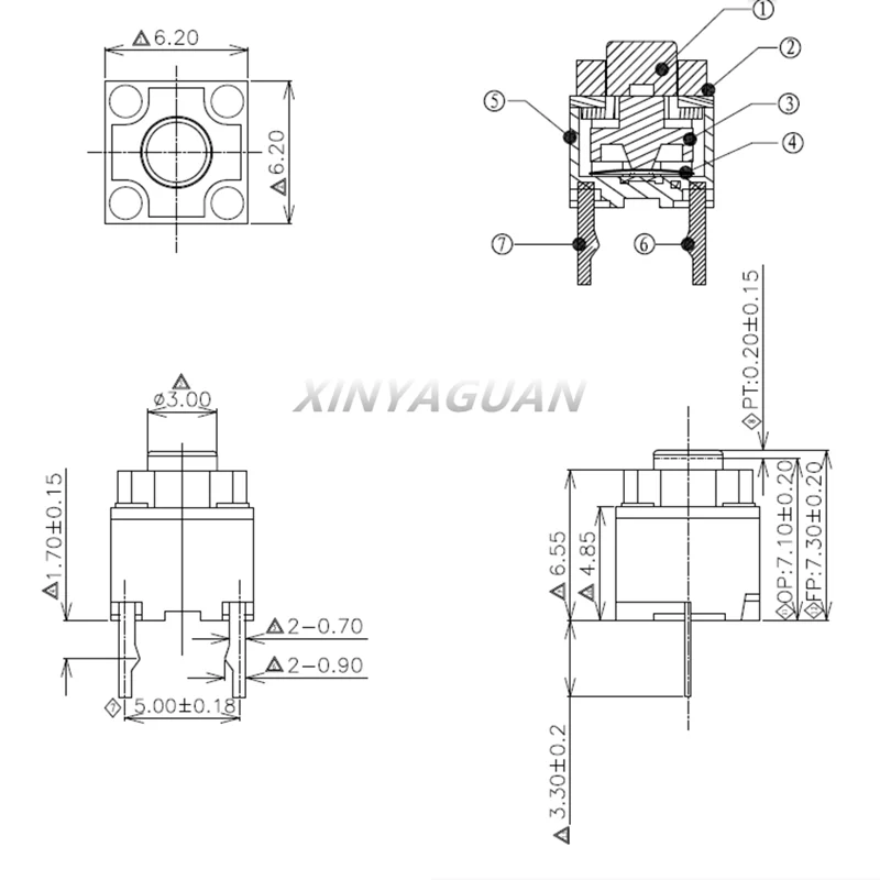 10-100Pcs Kailh 6*6*7.3mm square silent mouse micro switch mouse button can replace a rectangle micro switch 8 millions lifetime