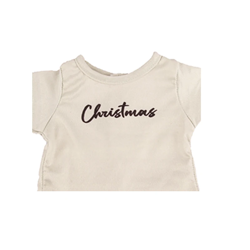 18นิ้วเสื้อผ้าตุ๊กตาอเมริกันชุดตัวอักษรสีขาว (คริสต์มาส) เสื้อยืด + กางเกงสูทสำหรับ43ซม.เด็กใหม่ Reborn ตุ๊กตา Fir DIY และตุ๊กตา