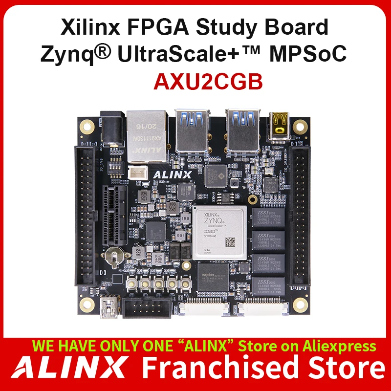 ALINX-AXU2CGB Xilinx Zynq UltraScale +, MPSoC ZU2CG FPGA Board com ventilador personalizável, Vitis-AI DPU, 2GB, DDR4, 8GB, EMMC