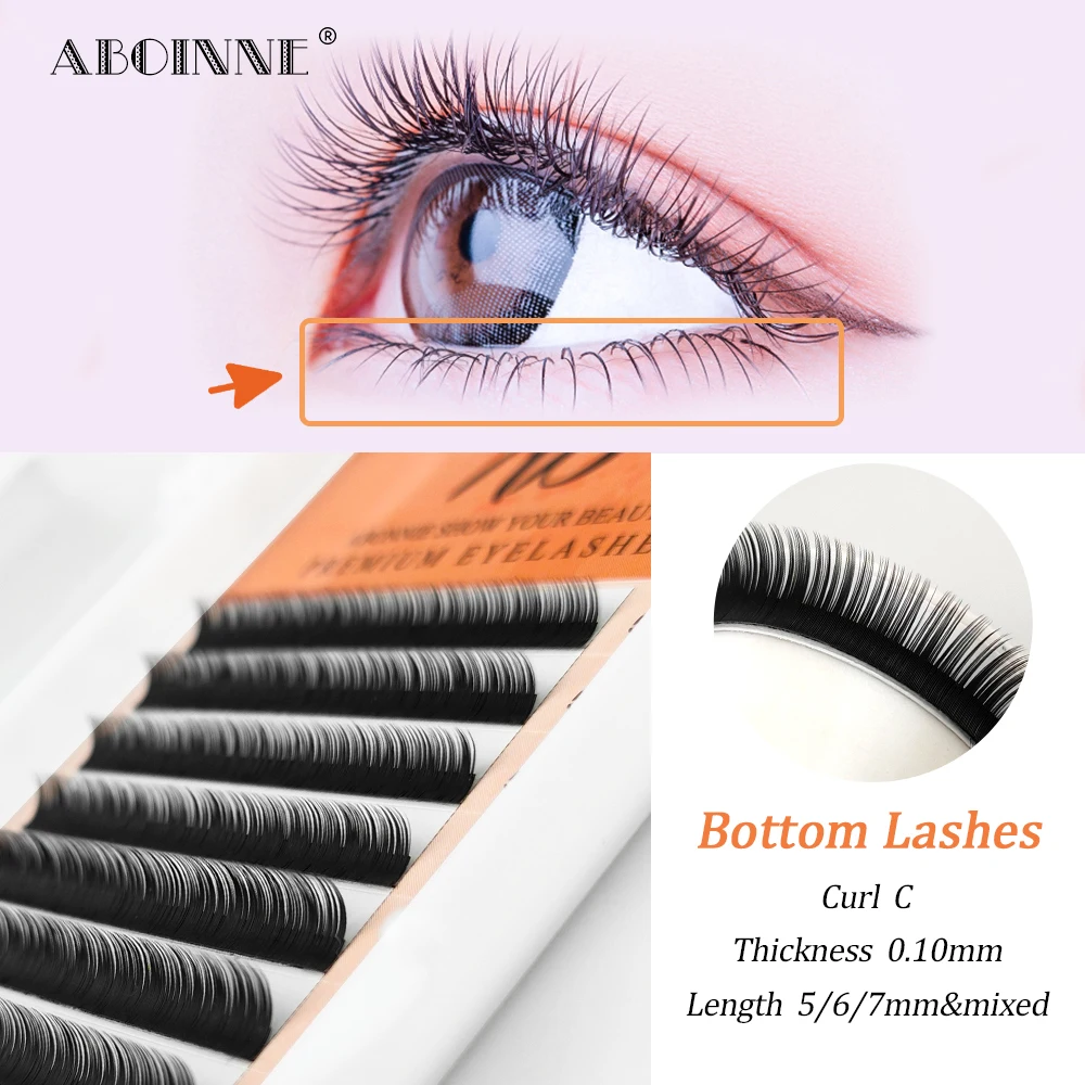 Abonnie Bottom Brown Lower Lashes 5mm 6mm 7mm Short Synthetic Mink Individual Eyelash Extension Lower Eyebrow Lashes Makeup