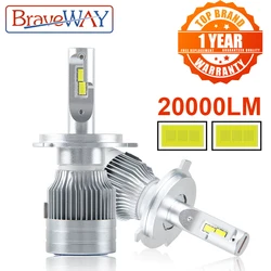 BraveWay 20000LM H7 LED lampa samochodowa H1 H4 H8 H9 H11 HB3 HB4 9005 9006 reflektor LED H7 Canbus H11 H7 żarówka LED żarówki dla samochodów