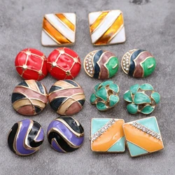 New Designs Clip Earring Round Enamel Gift For No Ear Holes Mixed Colors Jewelry