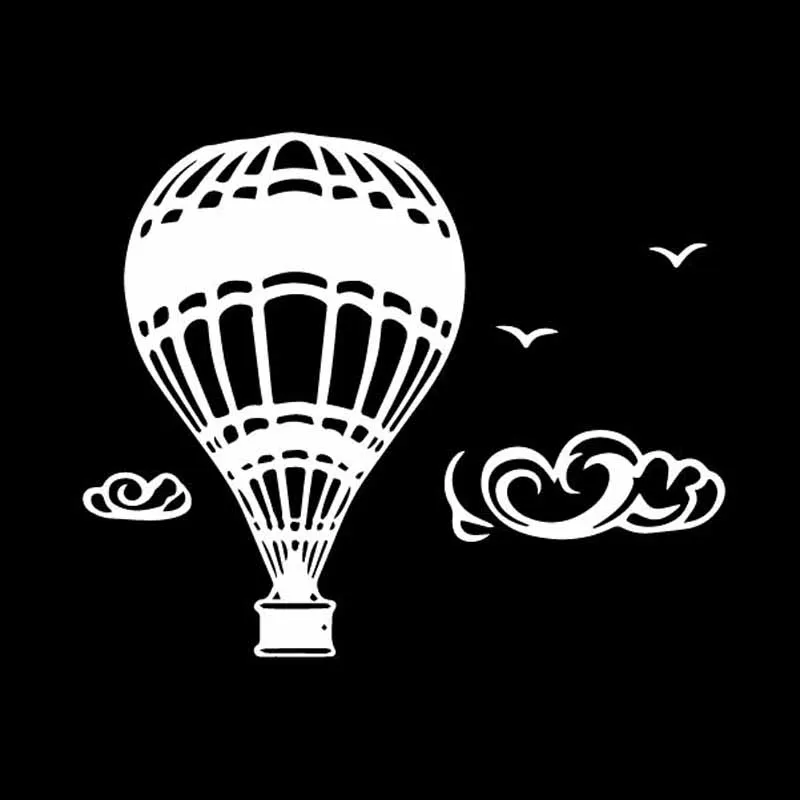 YJZT 18CM*14.8CM Good Decorative Hot Air Balloon Birds And Clouds Advanced Vinyl Decal Cool Car Sticker Black/Silver C27-1090